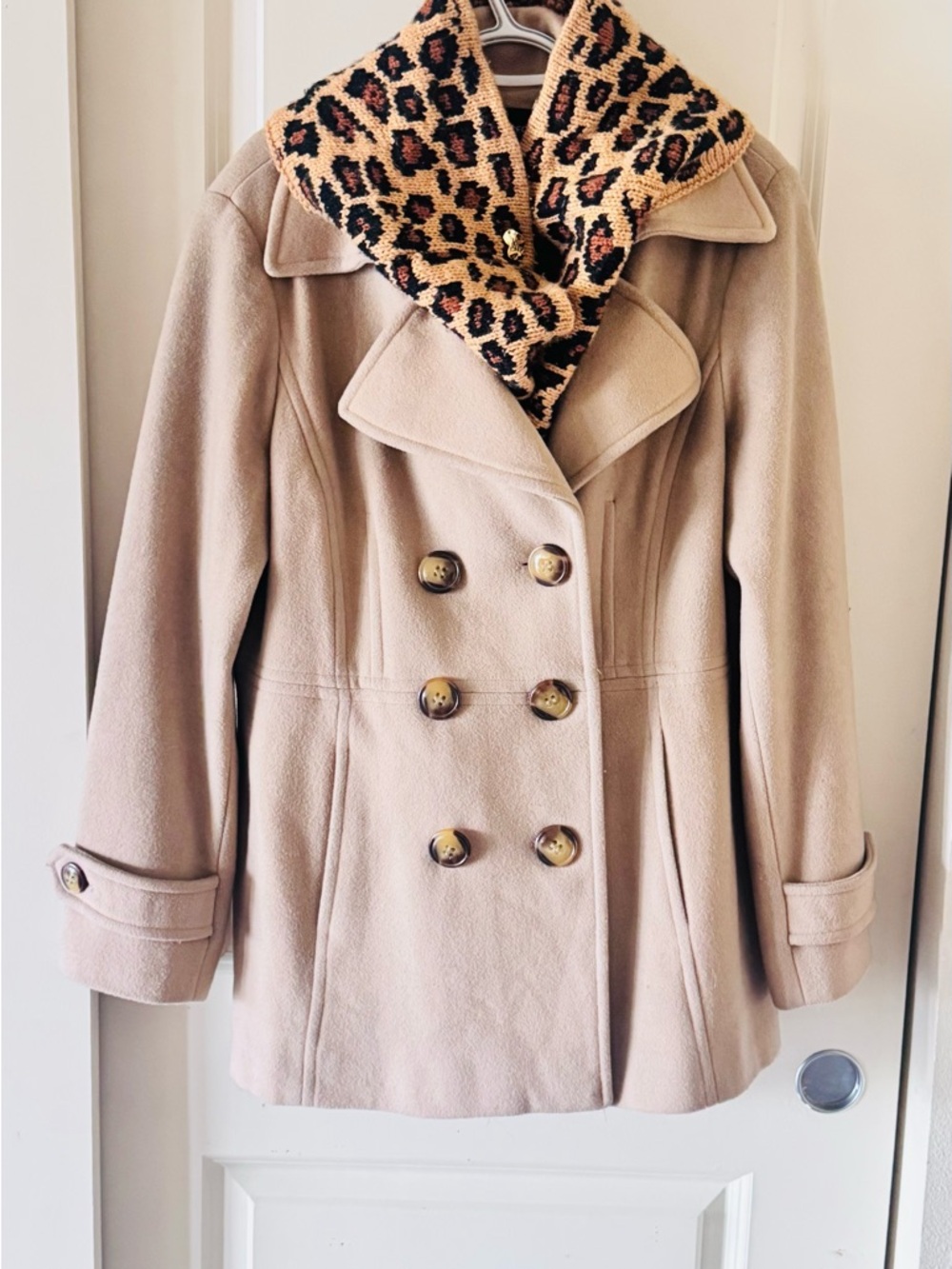 London Fog Vintage Wool Cream Double-Breasted Peacoat